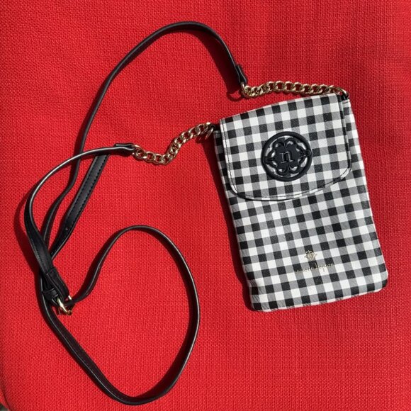 Nanette Lepore Black & White Gingham Faux Leather Phone Wallet Crossbody – New - Picture 1 of 12